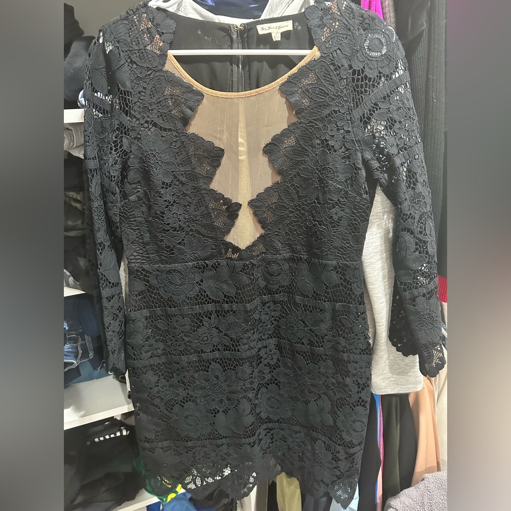 For love and lemons black lace dress with deep illusion - Picture 2 of 4
